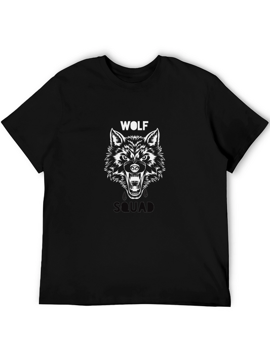 Wolf Squad Graphic Tee - Black Cotton T-Shirt