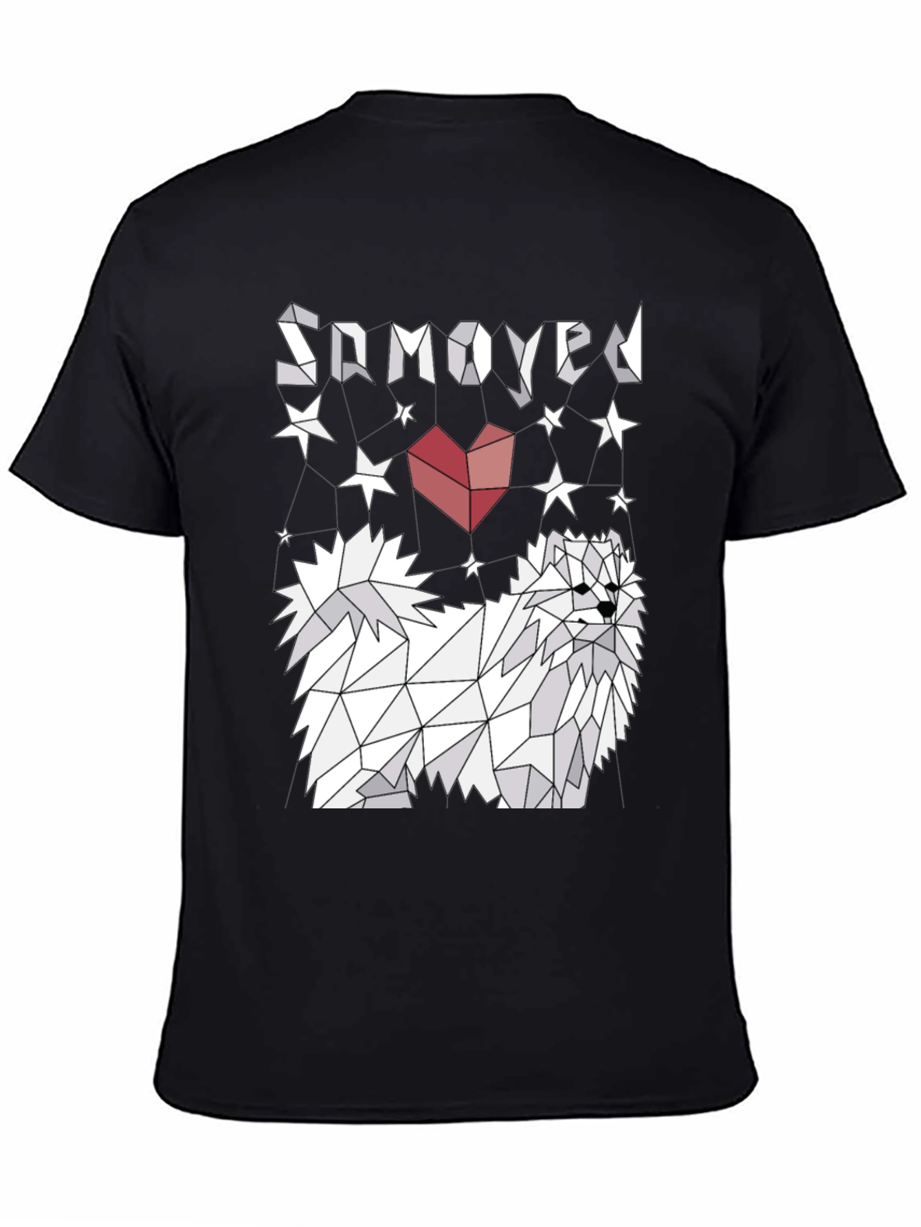 Geometric Samoyed Dog Graphic Tee - Unisex Black T-Shirt