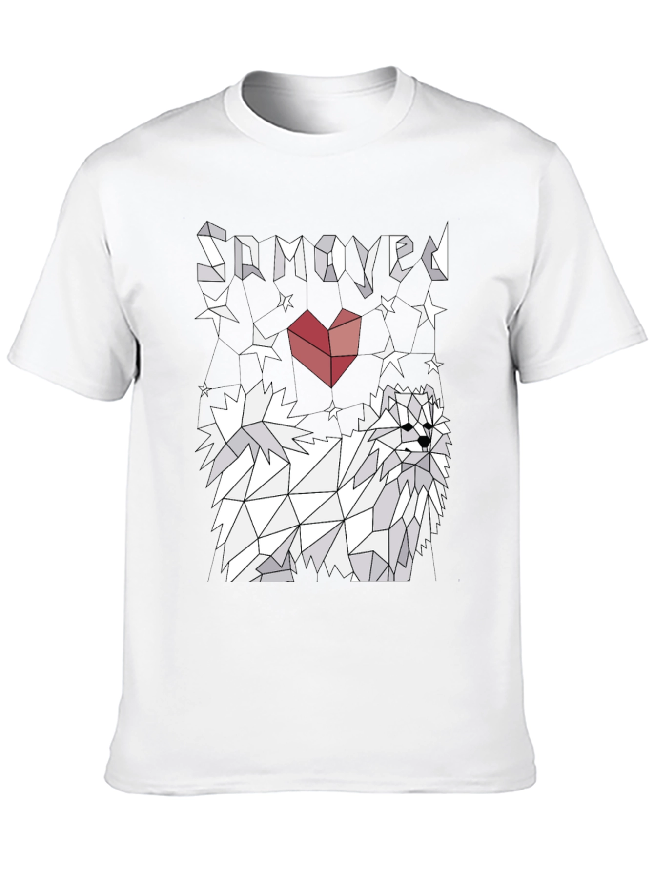 Geometric Samoyed Dog Graphic Tee - Unisex Black T-Shirt
