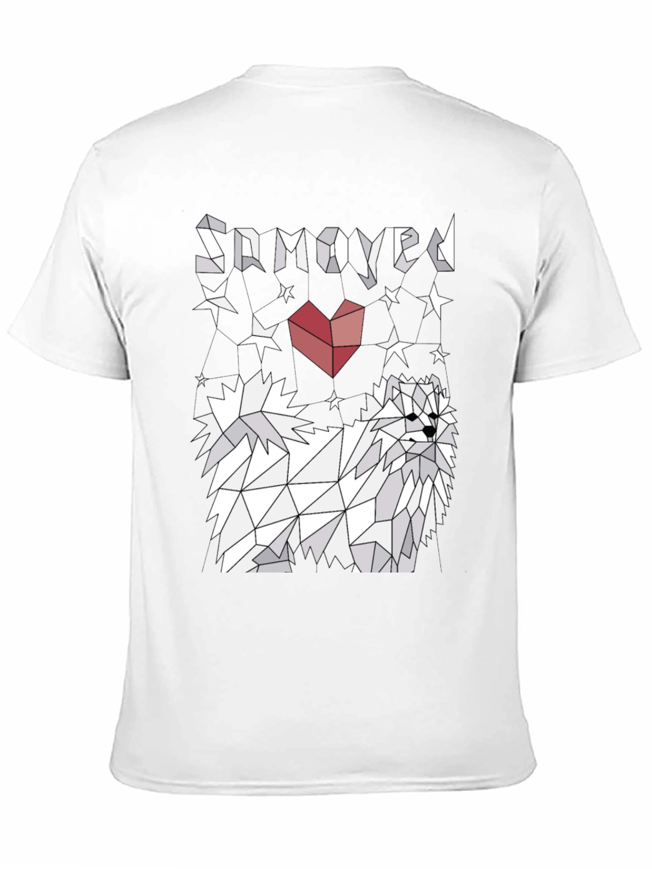 Geometric Samoyed Dog Graphic Tee - Unisex Black T-Shirt