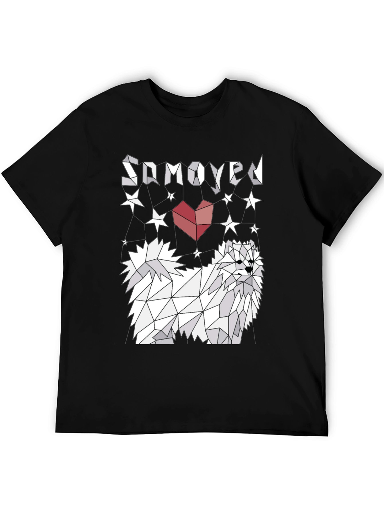 Geometric Samoyed Dog Graphic Tee - Unisex Black T-Shirt