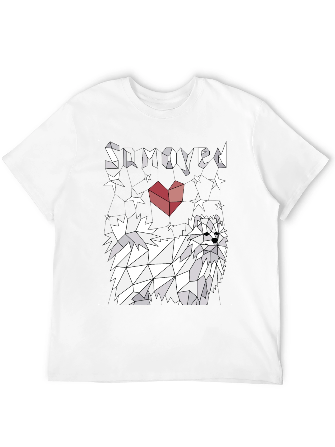 Geometric Samoyed Dog Graphic Tee - Unisex Black T-Shirt