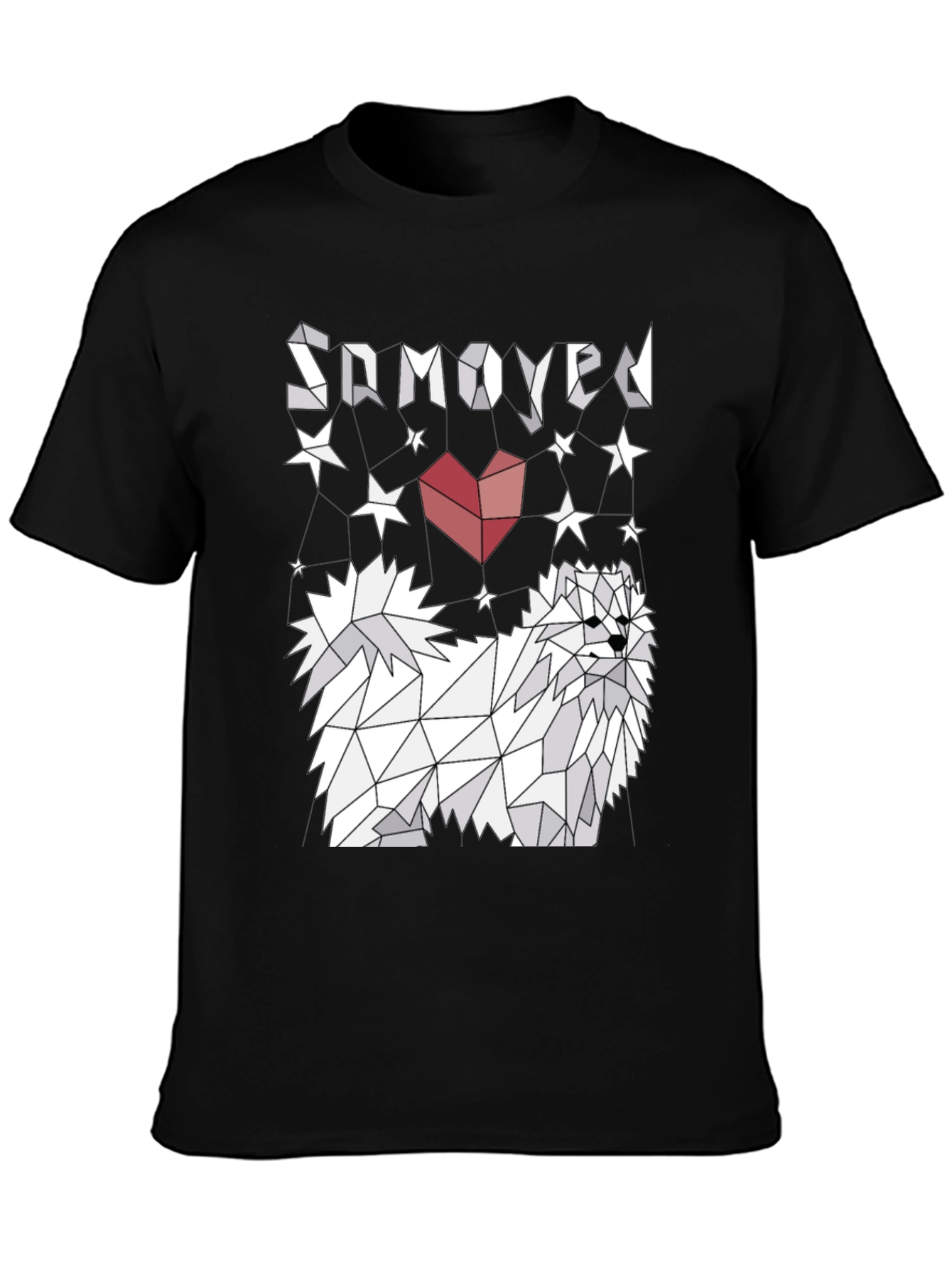 Geometric Samoyed Dog Graphic Tee - Unisex Black T-Shirt
