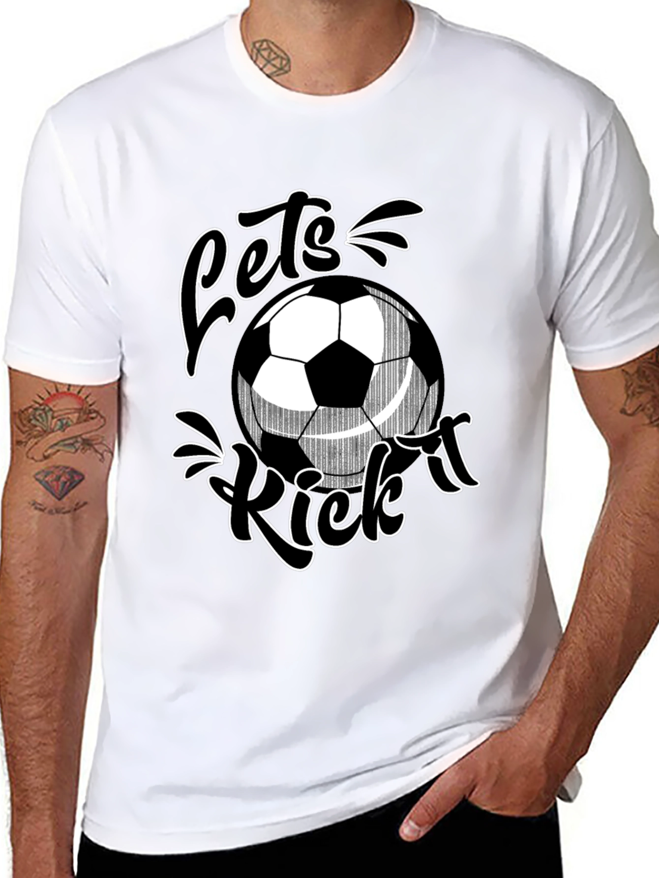 Lets Kick It Soccer T-Shirt - Black Graphic Tee