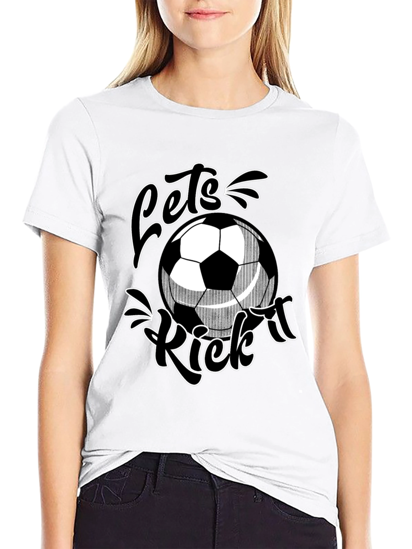 Lets Kick It Soccer T-Shirt - Black Graphic Tee