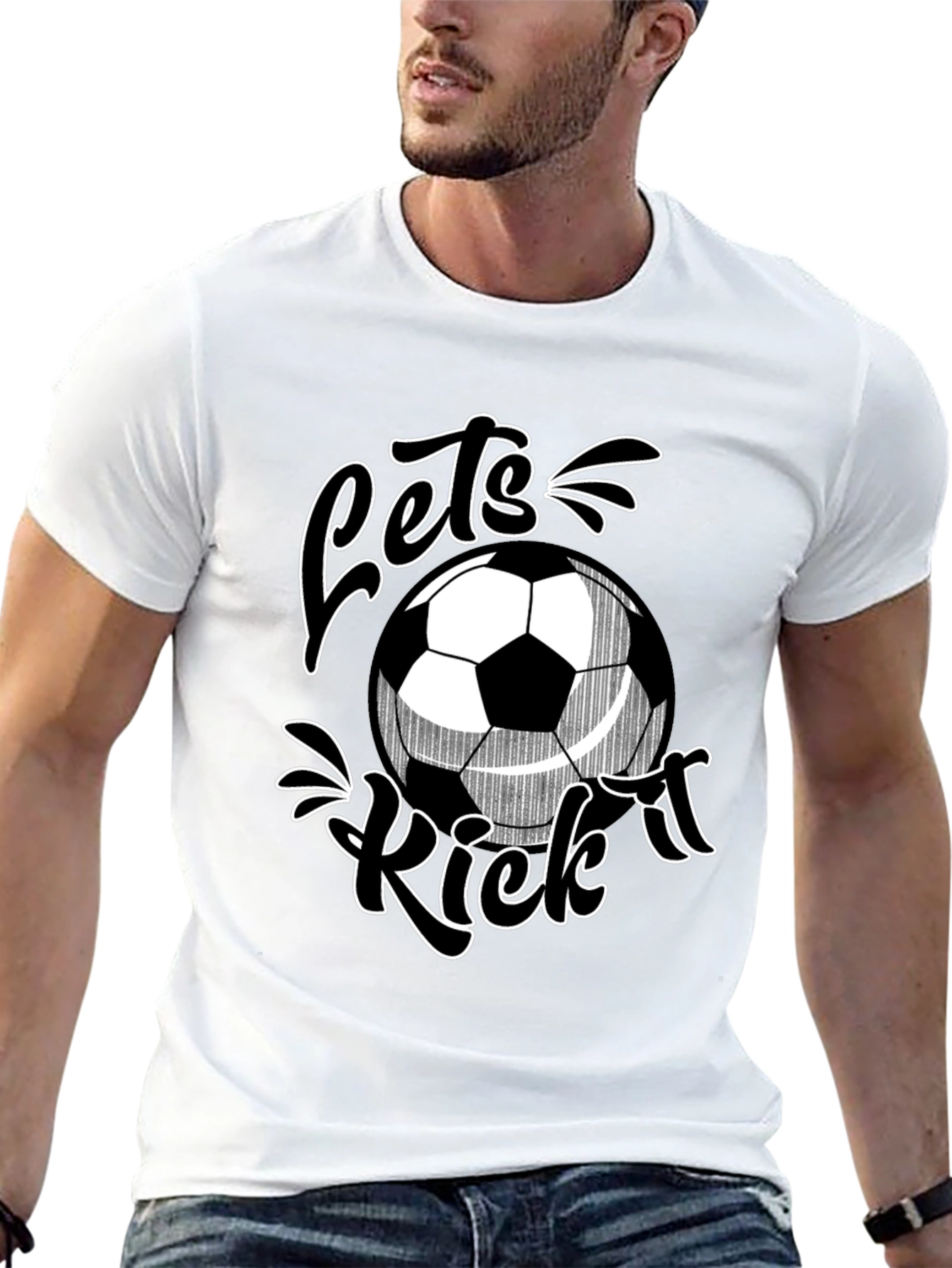Lets Kick It Soccer T-Shirt - Black Graphic Tee