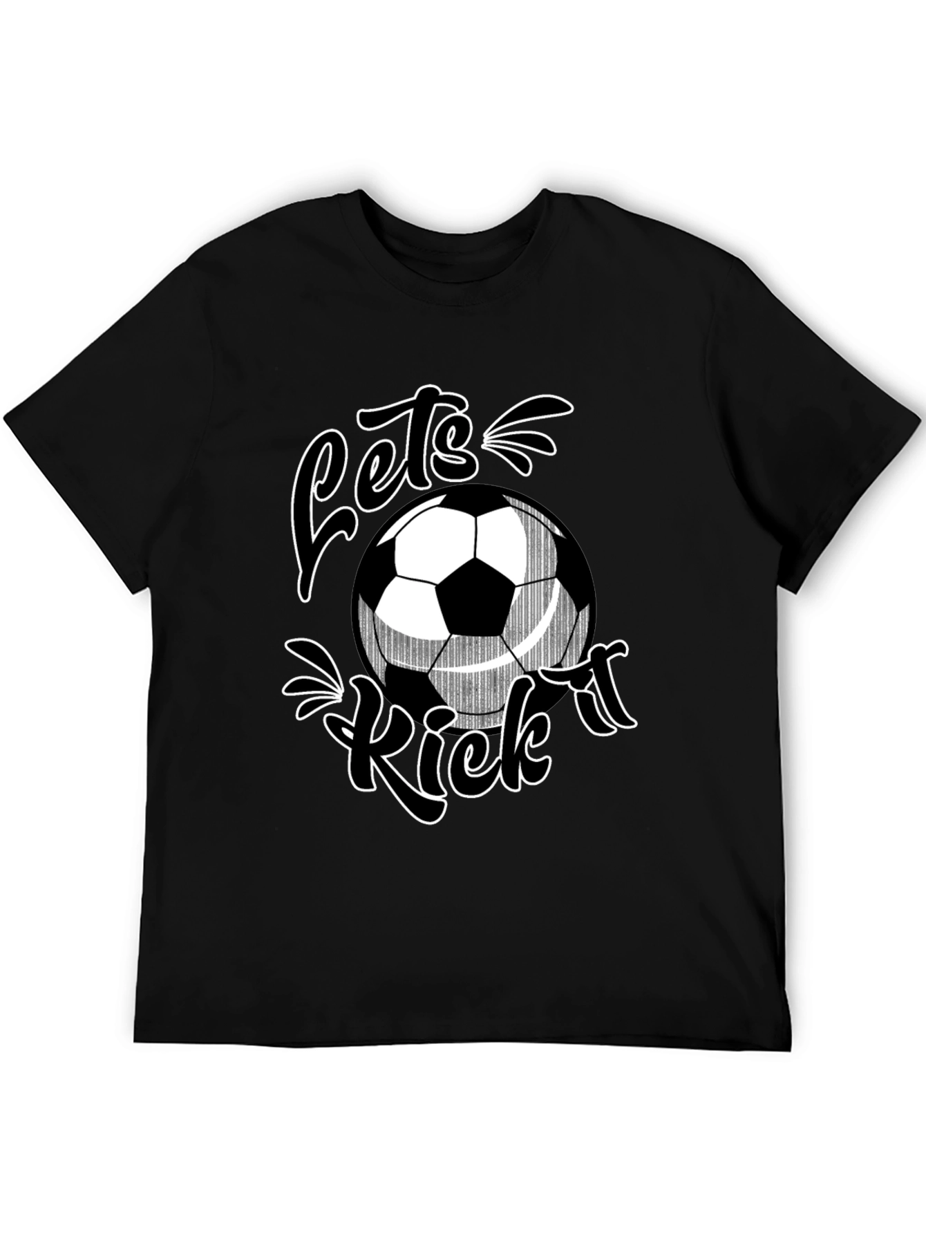 Lets Kick It Soccer T-Shirt - Black Graphic Tee