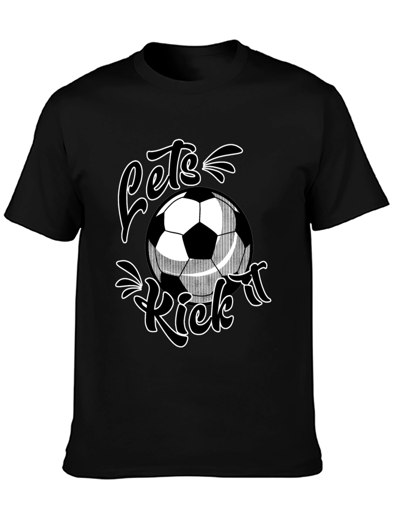 Lets Kick It Soccer T-Shirt - Black Graphic Tee