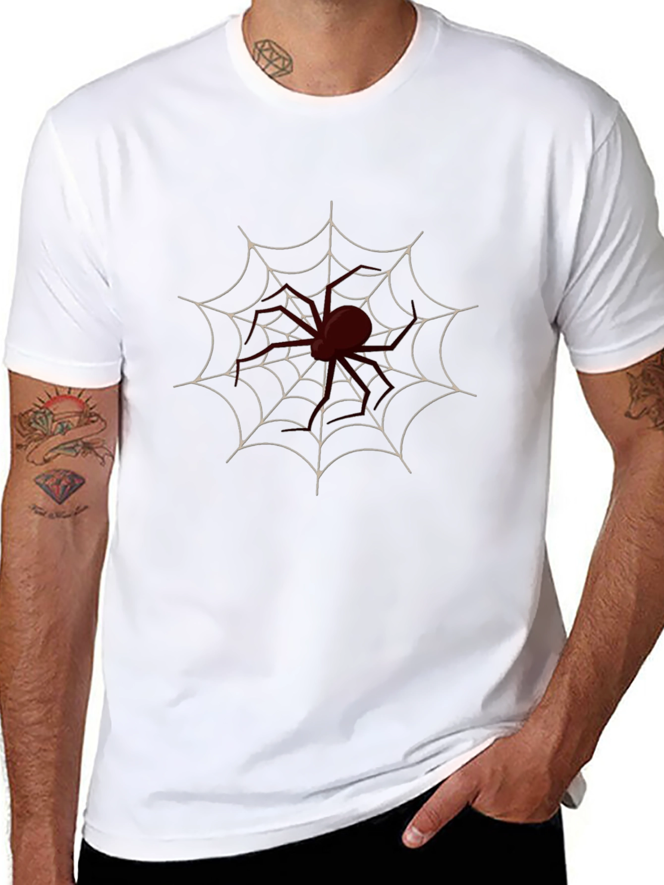 Spider Web Graphic Tee - Black Cotton Blend