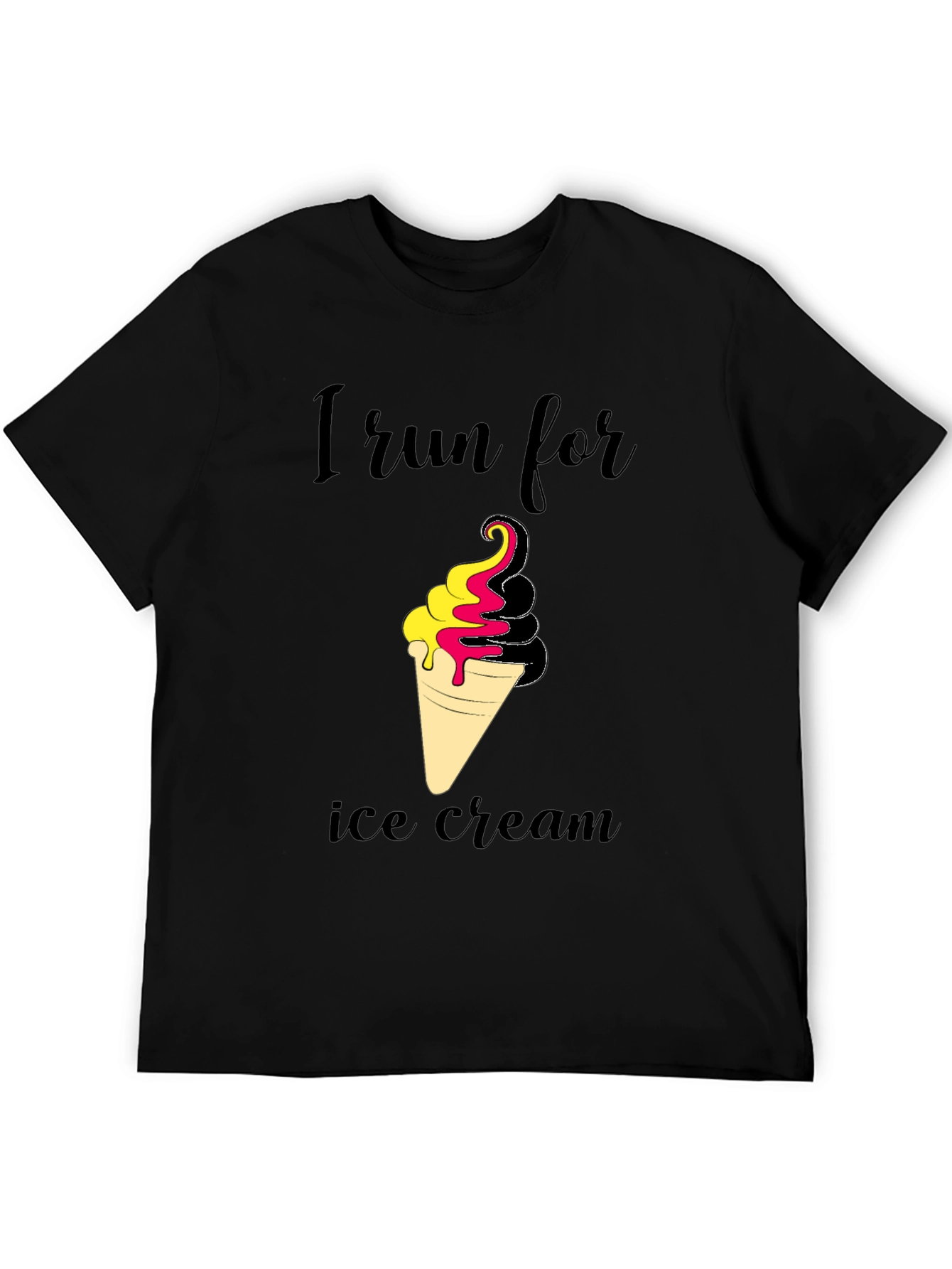 I Run For Ice Cream Black T-Shirt