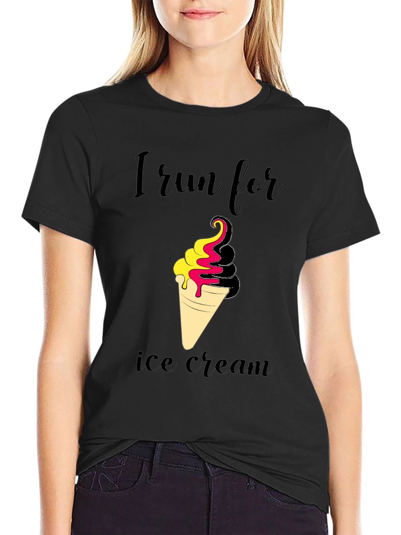 I Run For Ice Cream Black T-Shirt