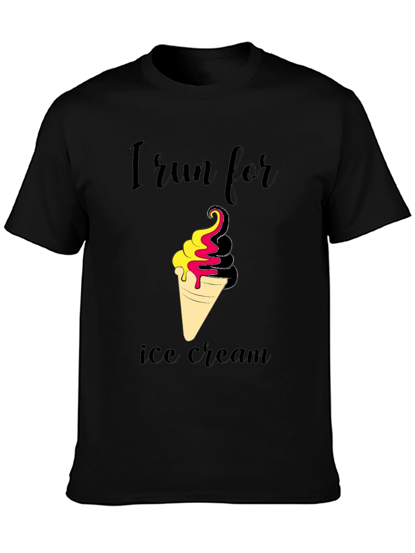 I Run For Ice Cream Black T-Shirt