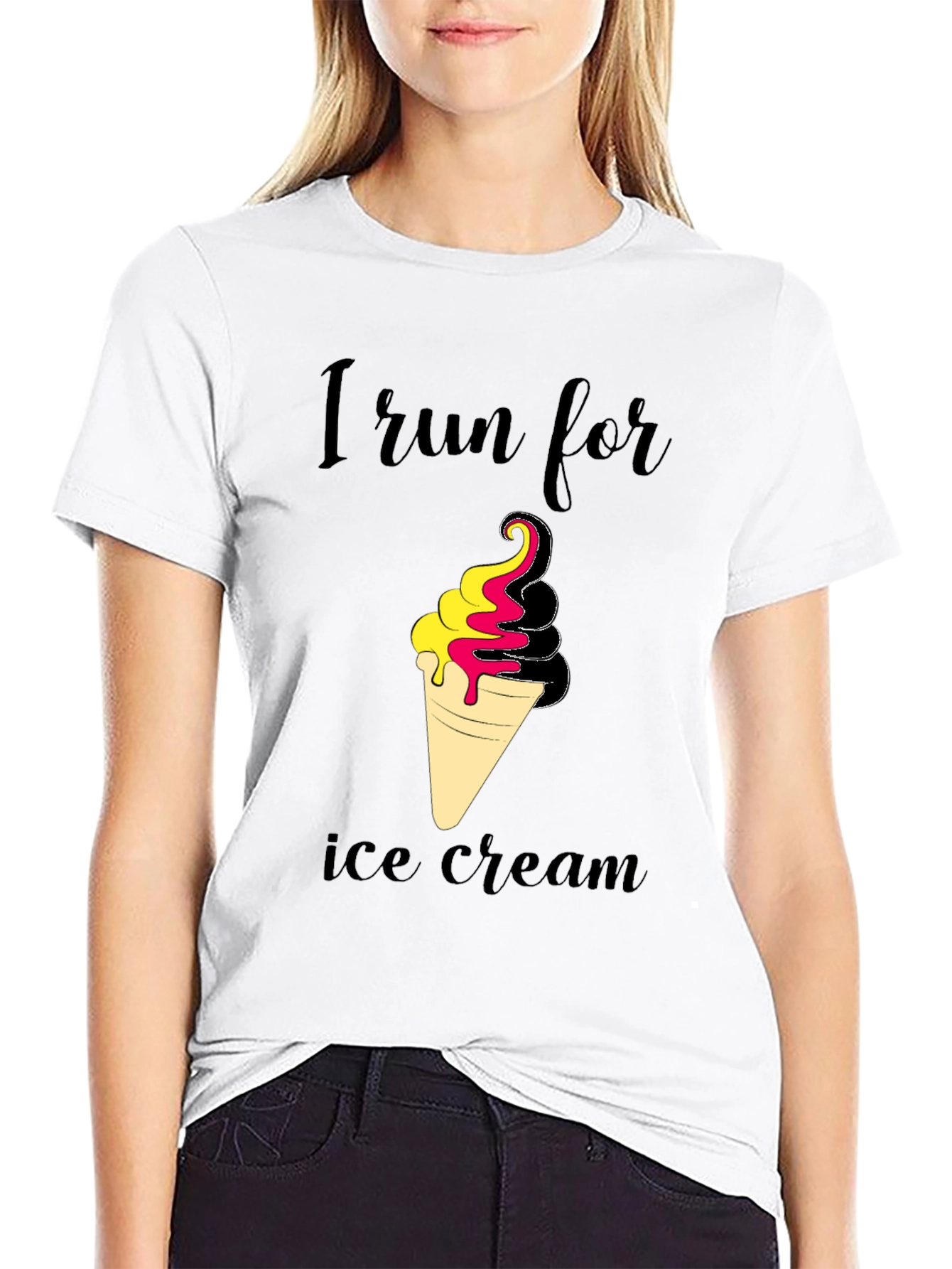 I Run For Ice Cream Black T-Shirt