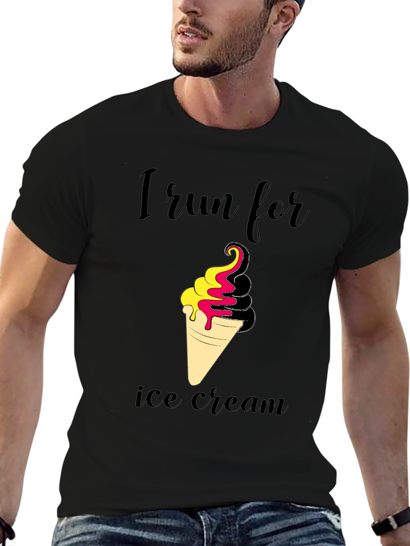 I Run For Ice Cream Black T-Shirt