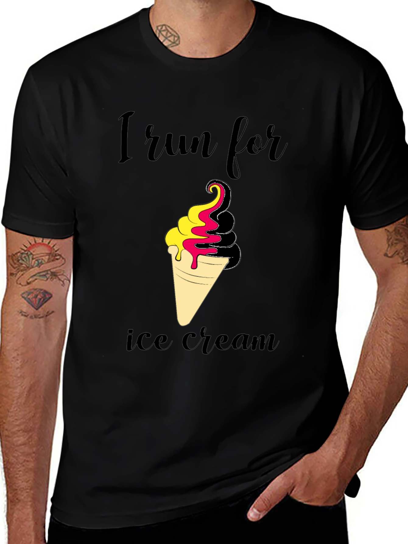I Run For Ice Cream Black T-Shirt
