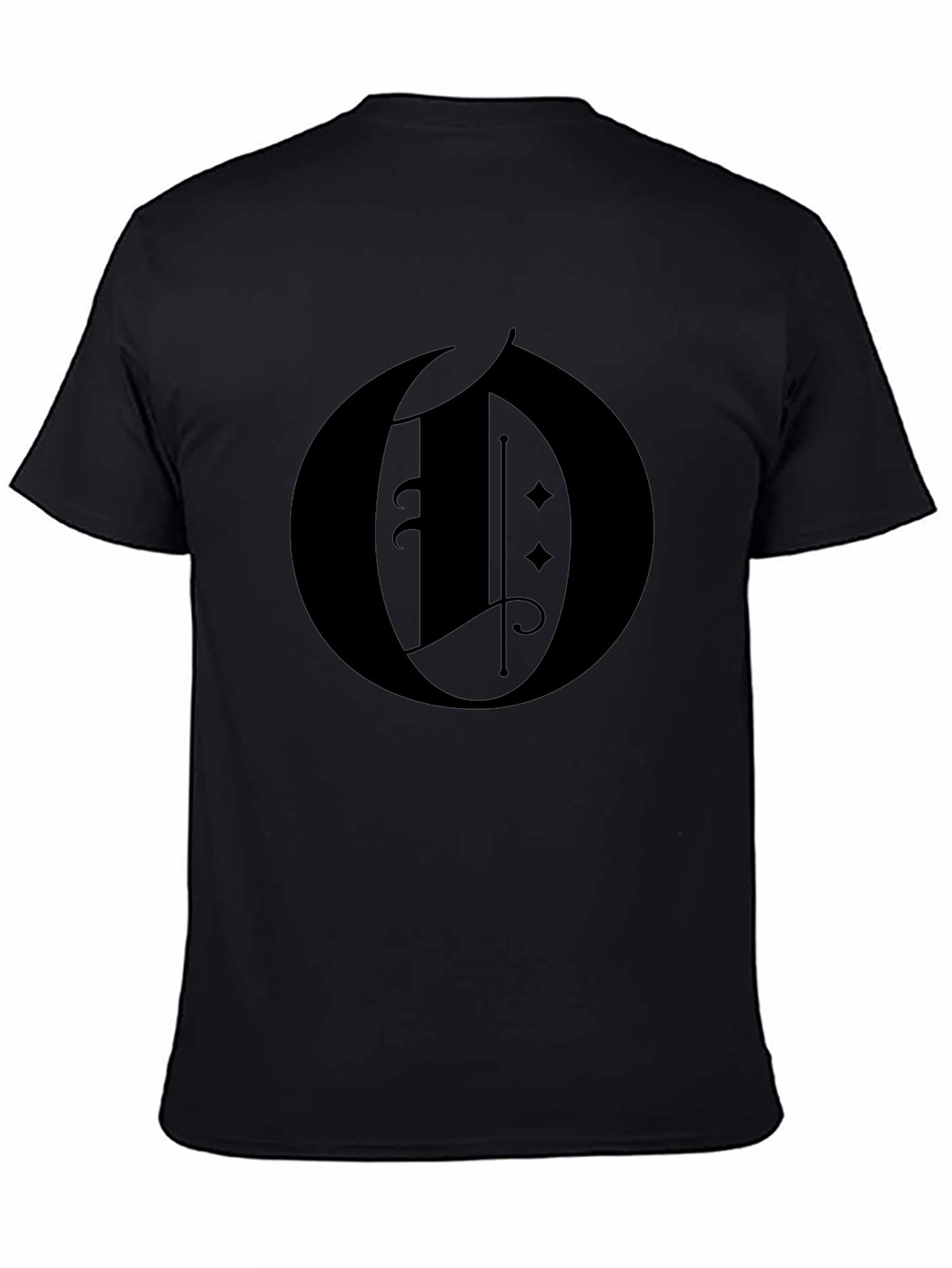Gothic Letter O Graphic Black T-Shirt