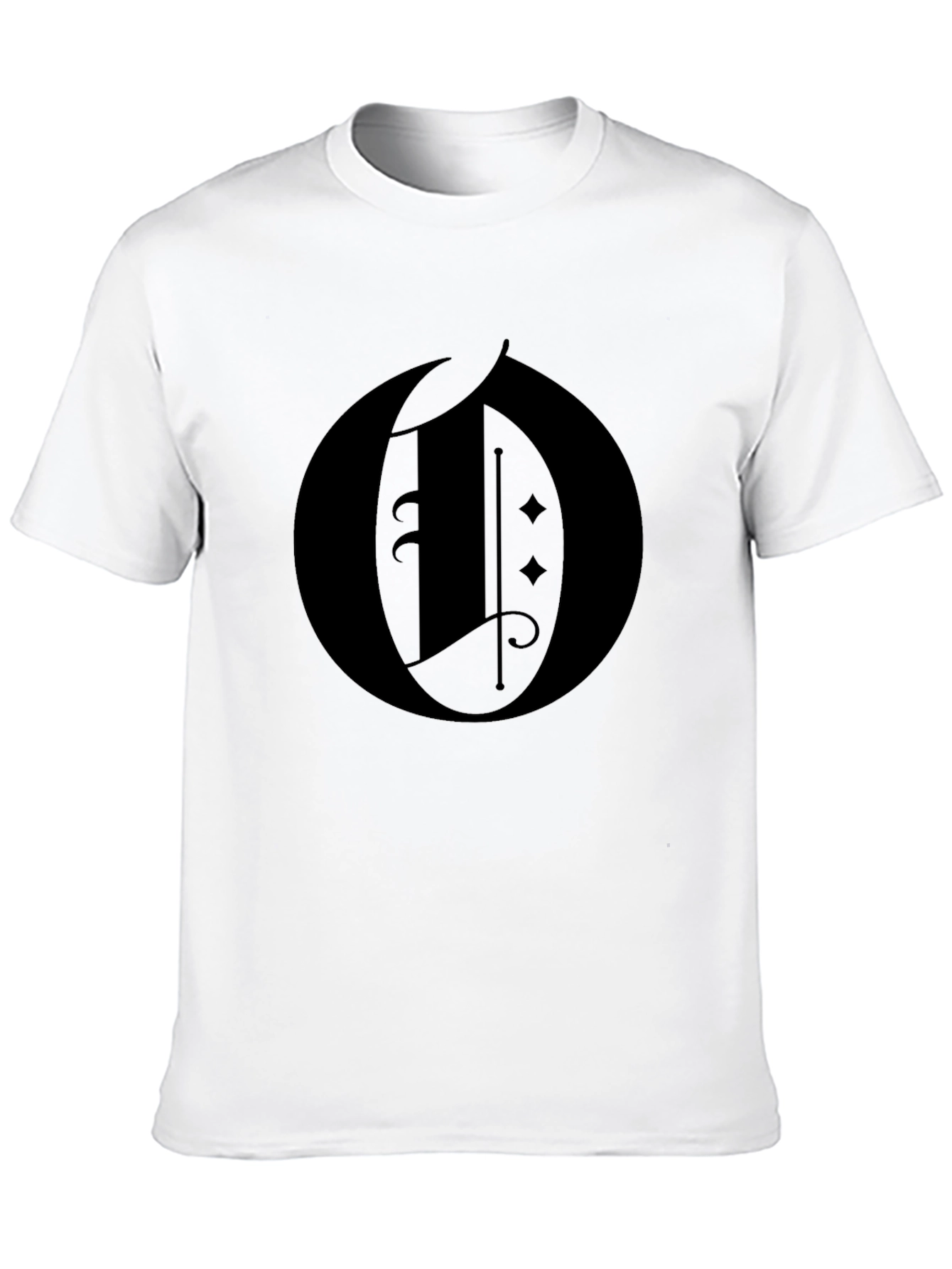 Gothic Letter O Graphic Black T-Shirt