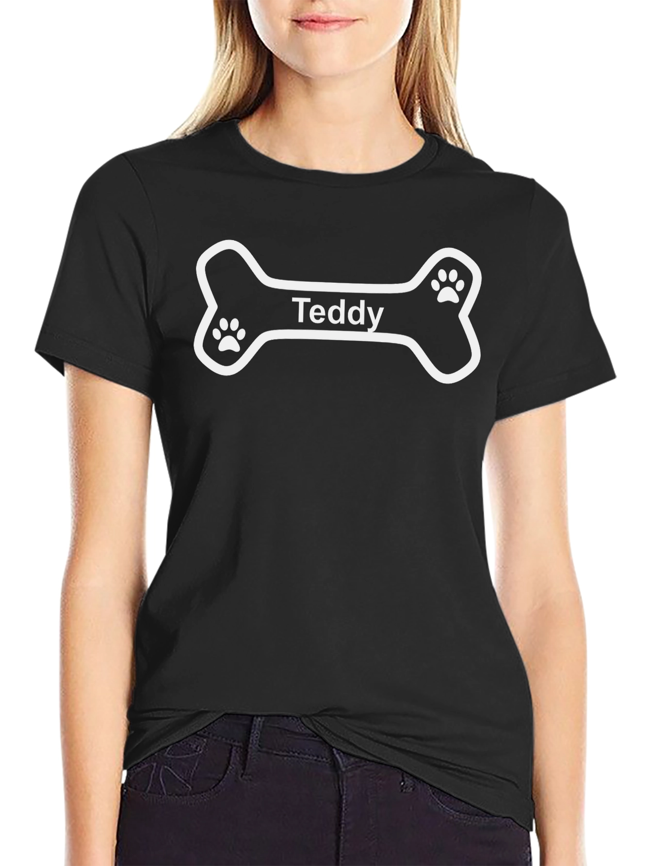 Custom Teddy Dog Bone Graphic T-Shirt