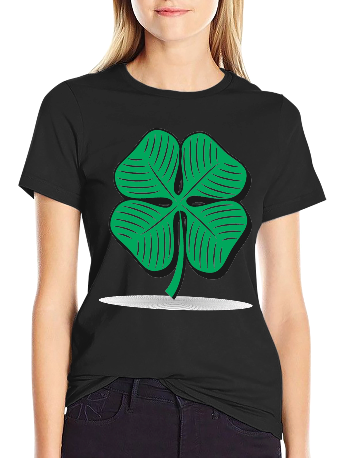 Lucky Clover Graphic Black T-Shirt