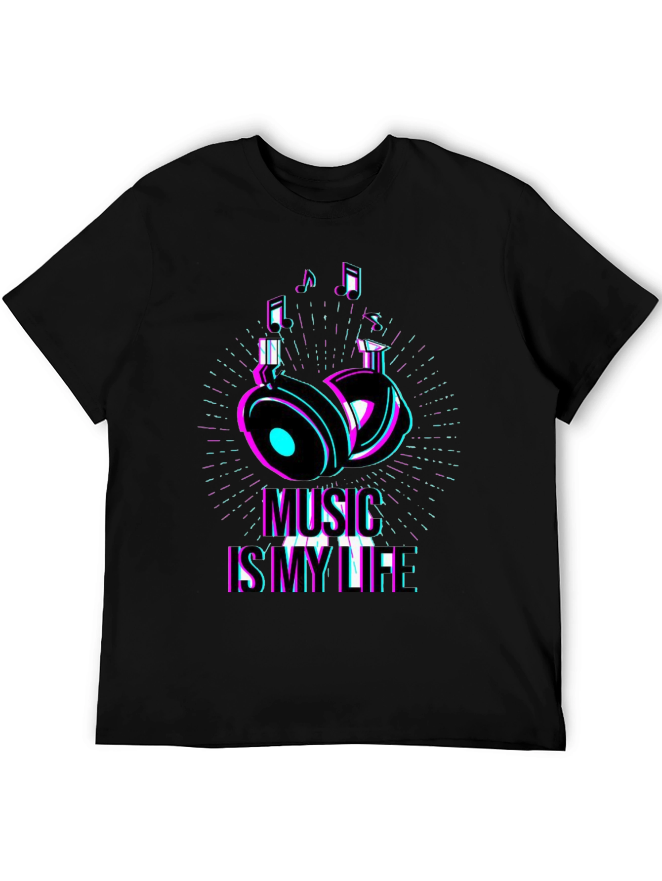 Music is My Life Graphic T-Shirt - Black