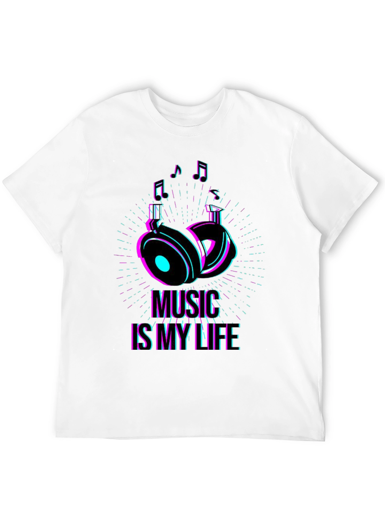 Music is My Life Graphic T-Shirt - Black