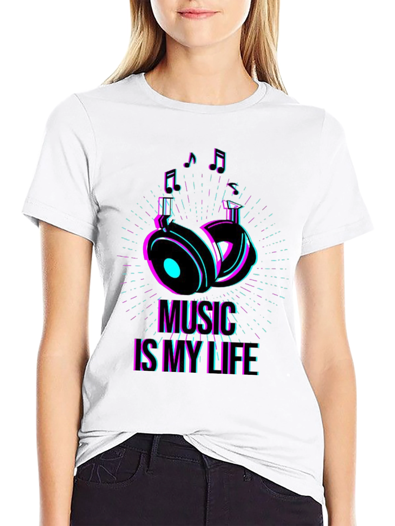 Music is My Life Graphic T-Shirt - Black