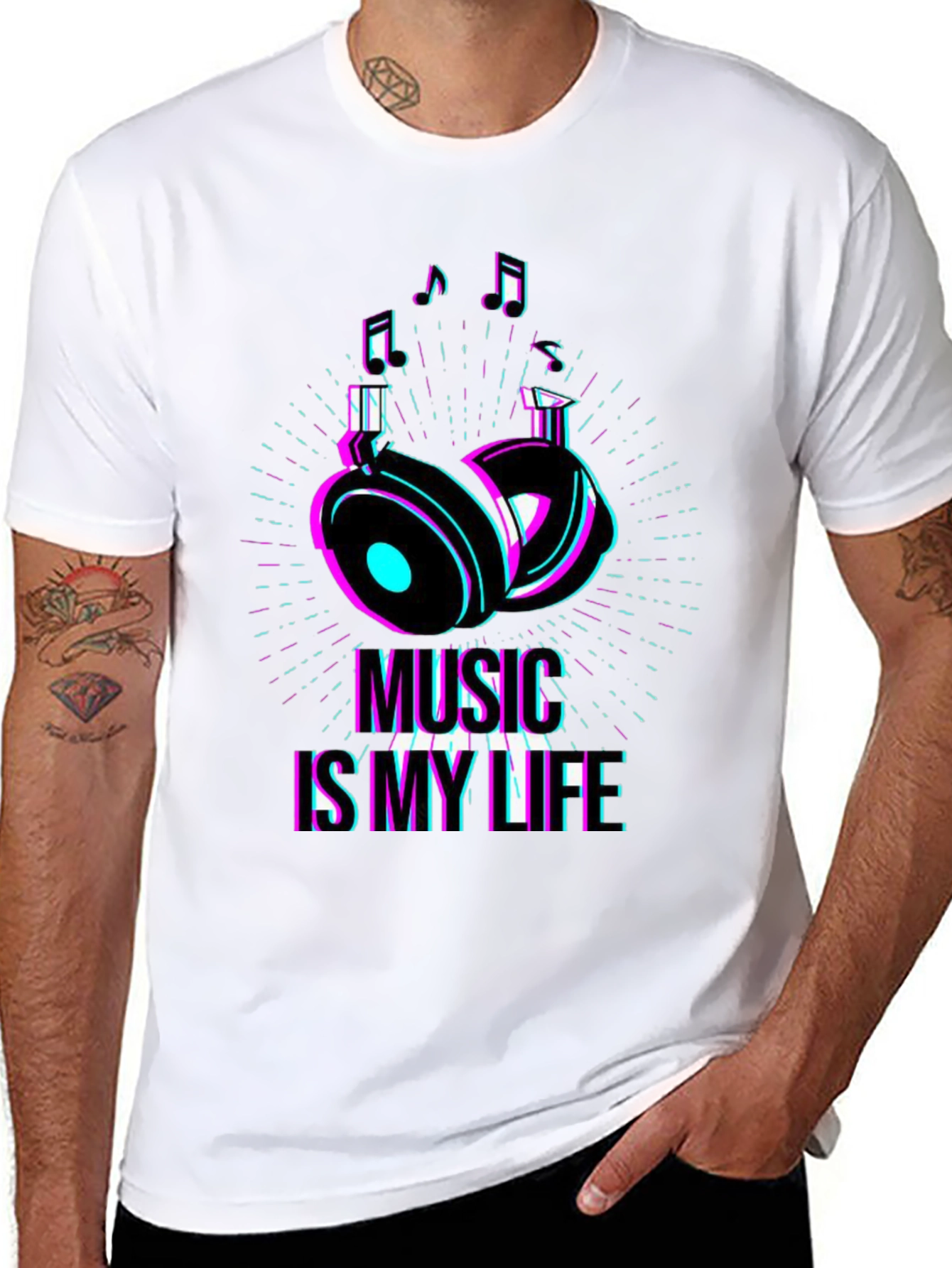 Music is My Life Graphic T-Shirt - Black