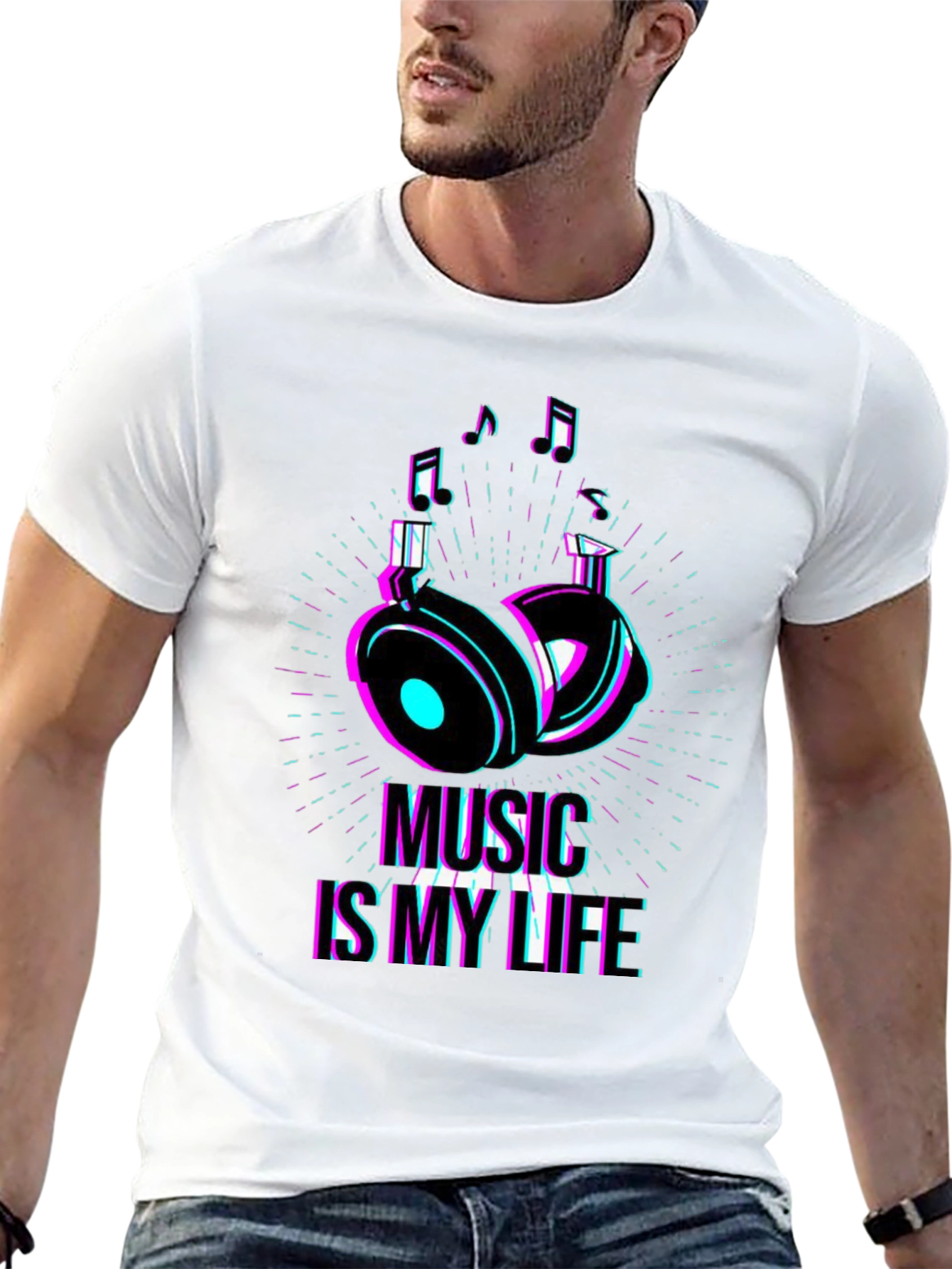 Music is My Life Graphic T-Shirt - Black