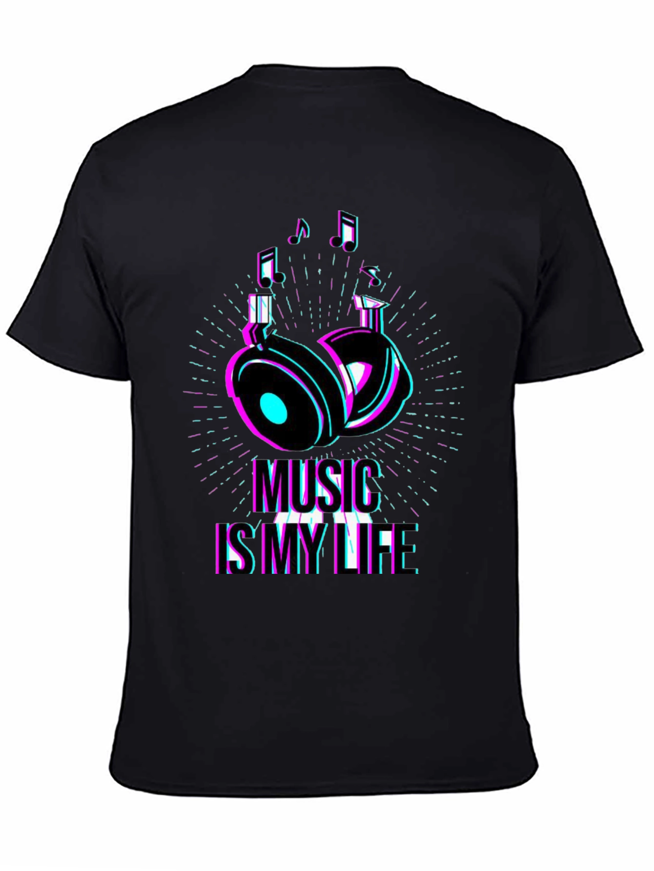 Music is My Life Graphic T-Shirt - Black
