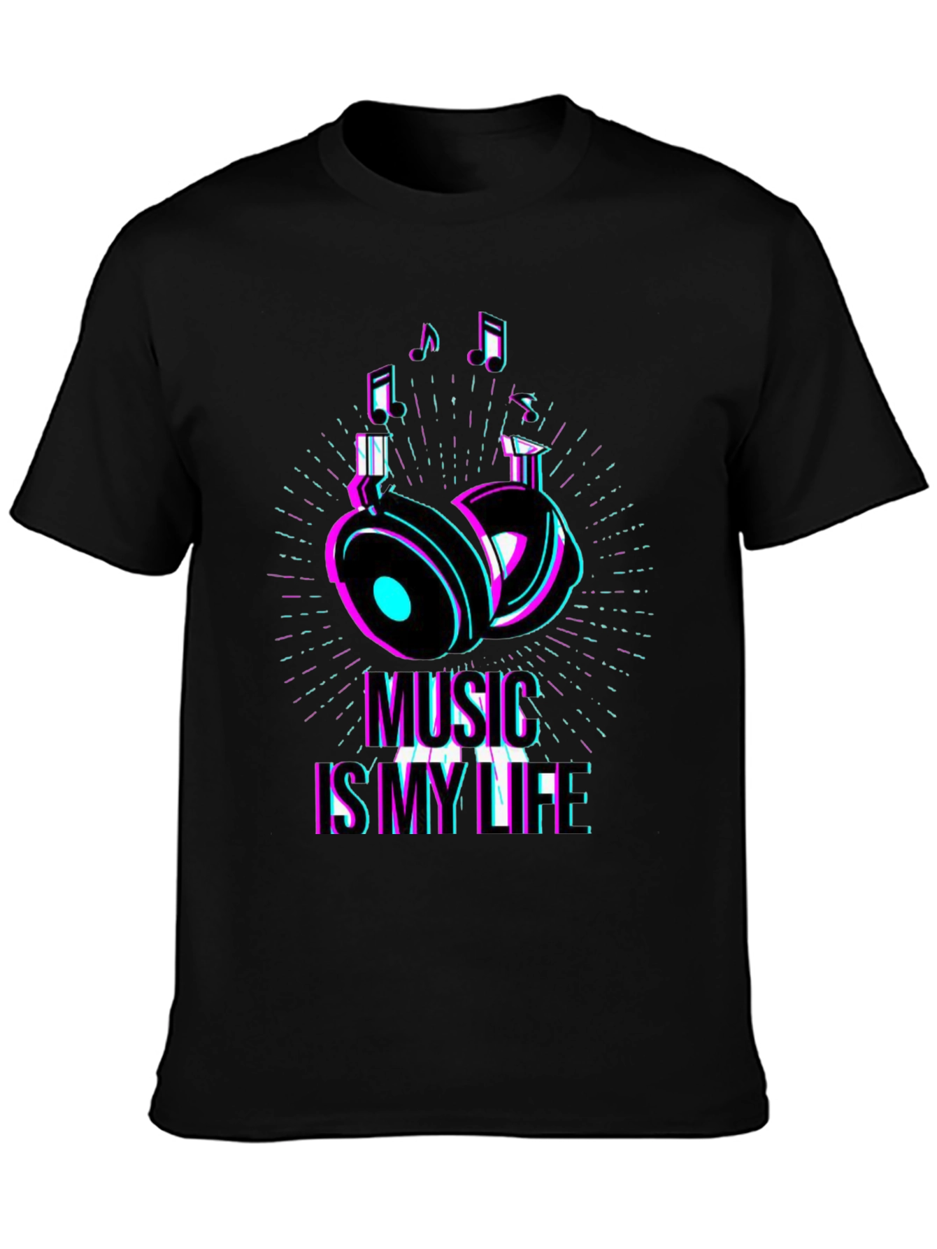 Music is My Life Graphic T-Shirt - Black