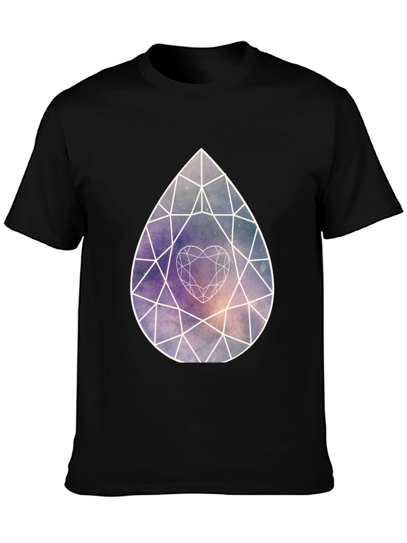 Galaxy Diamond Heart Graphic Tee - Stylish Black Shirt