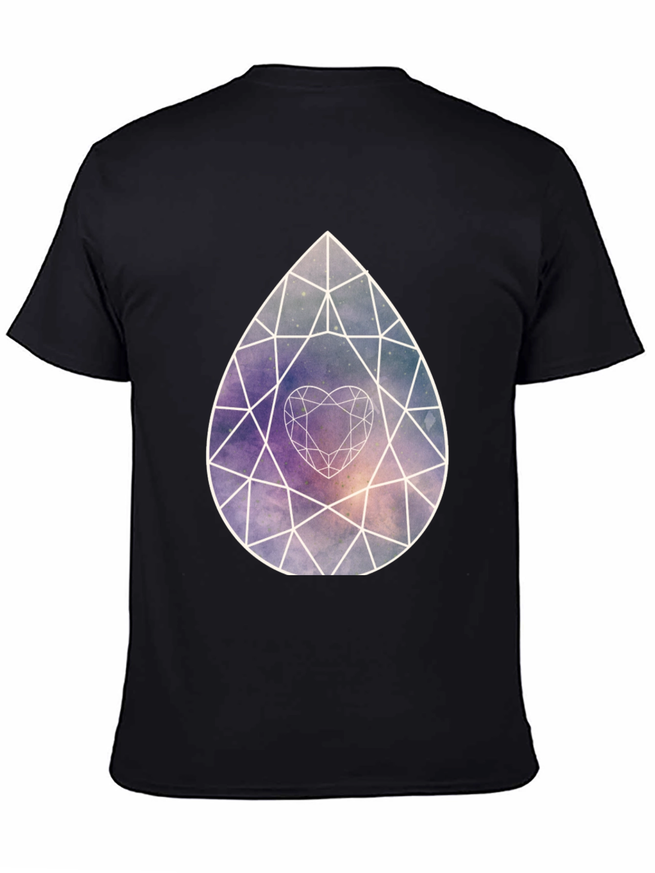 Galaxy Diamond Heart Graphic Tee - Stylish Black Shirt