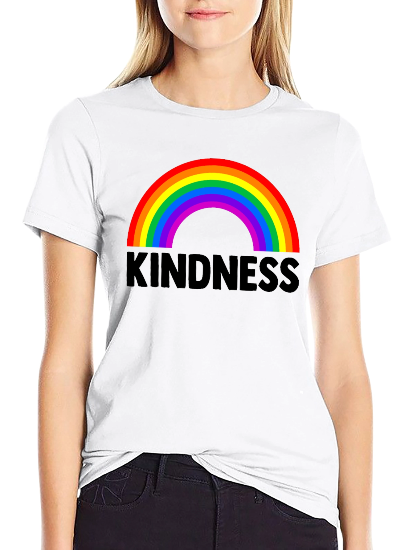 Kindness Rainbow Graphic Tee - Black