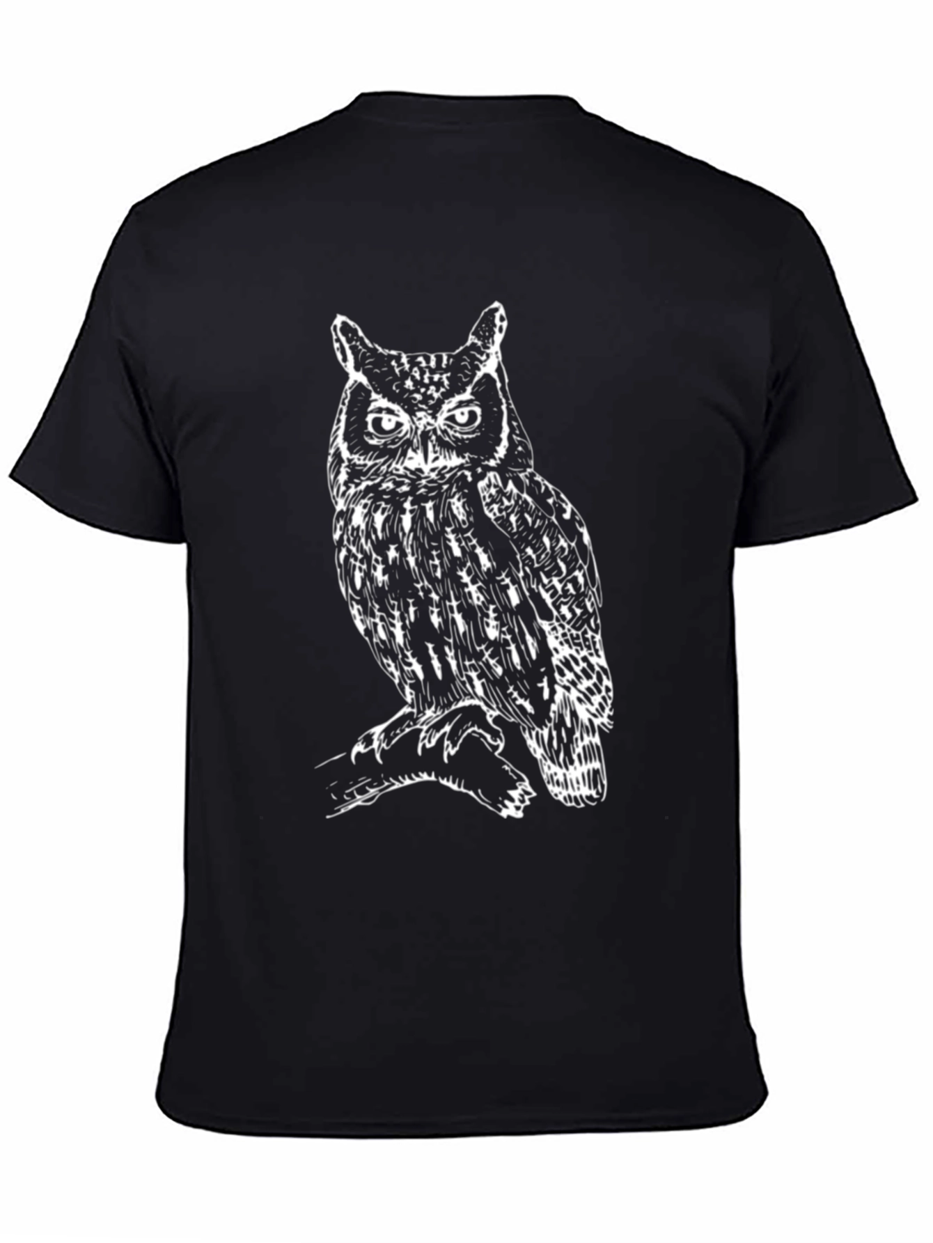 Cool Owl Graphic Tee - Mens Black Cotton T-Shirt