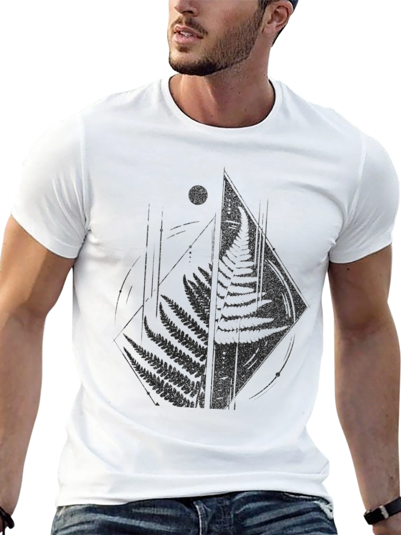 Fern Graphic Black T-Shirt - Nature Inspired Tee