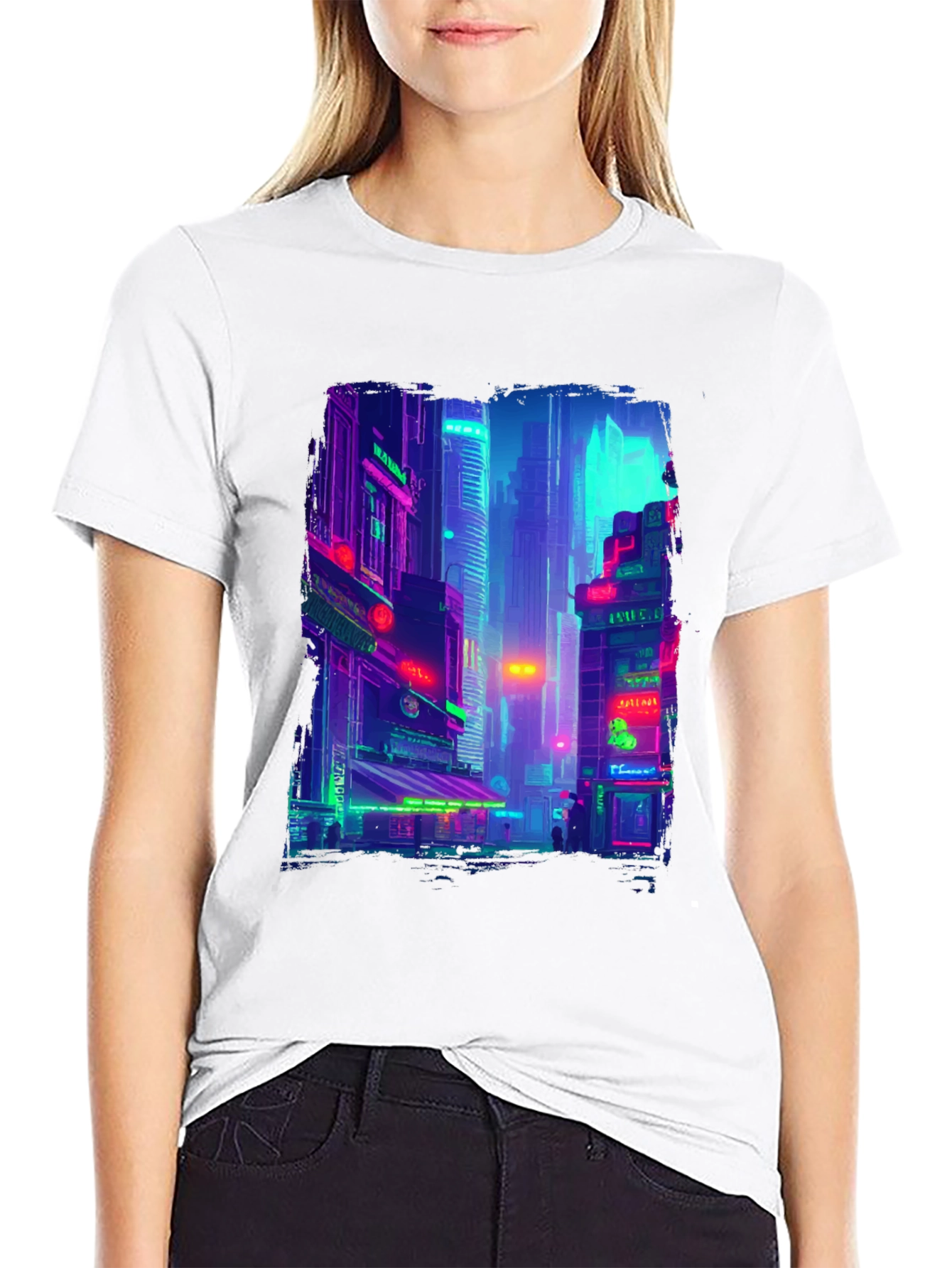 Cyberpunk Cityscape Graphic Tee