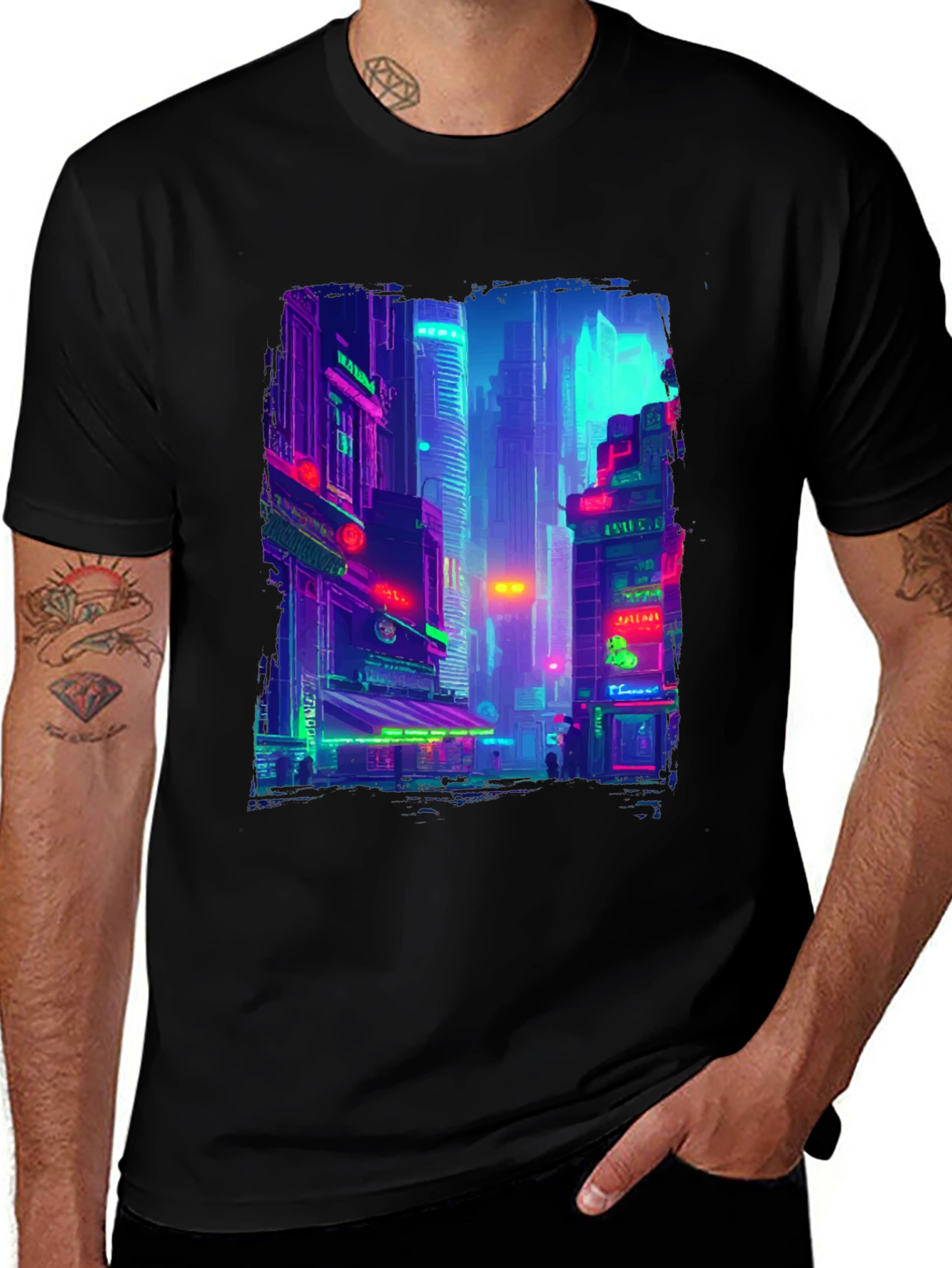 Cyberpunk Cityscape Graphic Tee