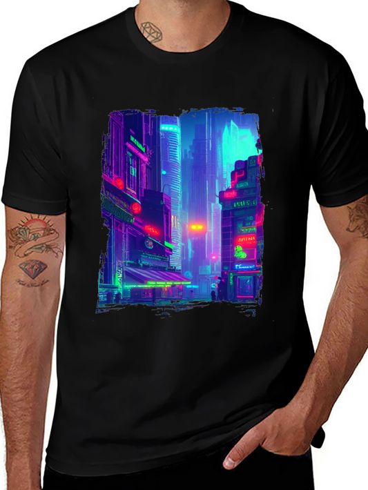 Cyberpunk Cityscape Graphic Tee