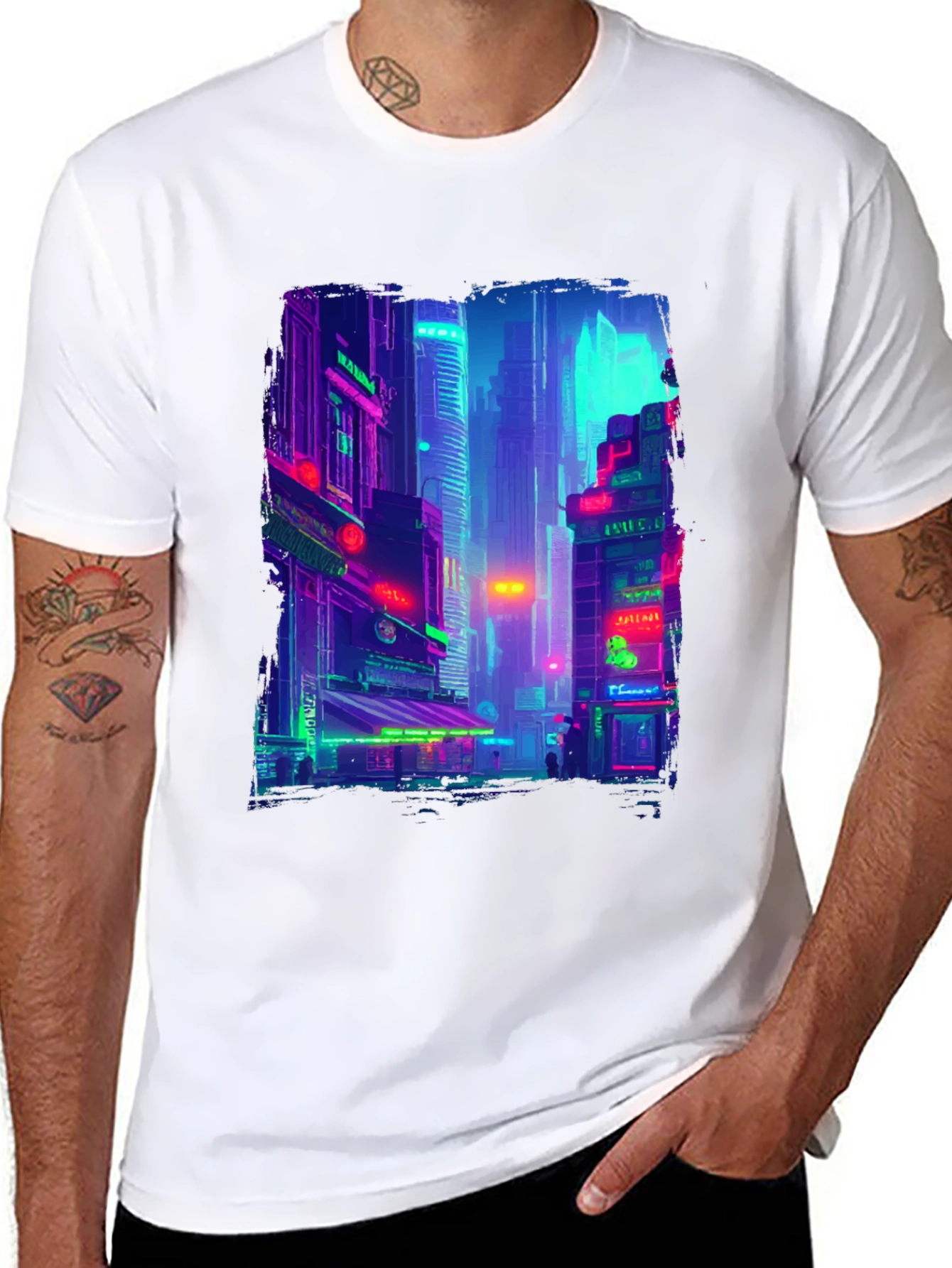 Cyberpunk Cityscape Graphic Tee