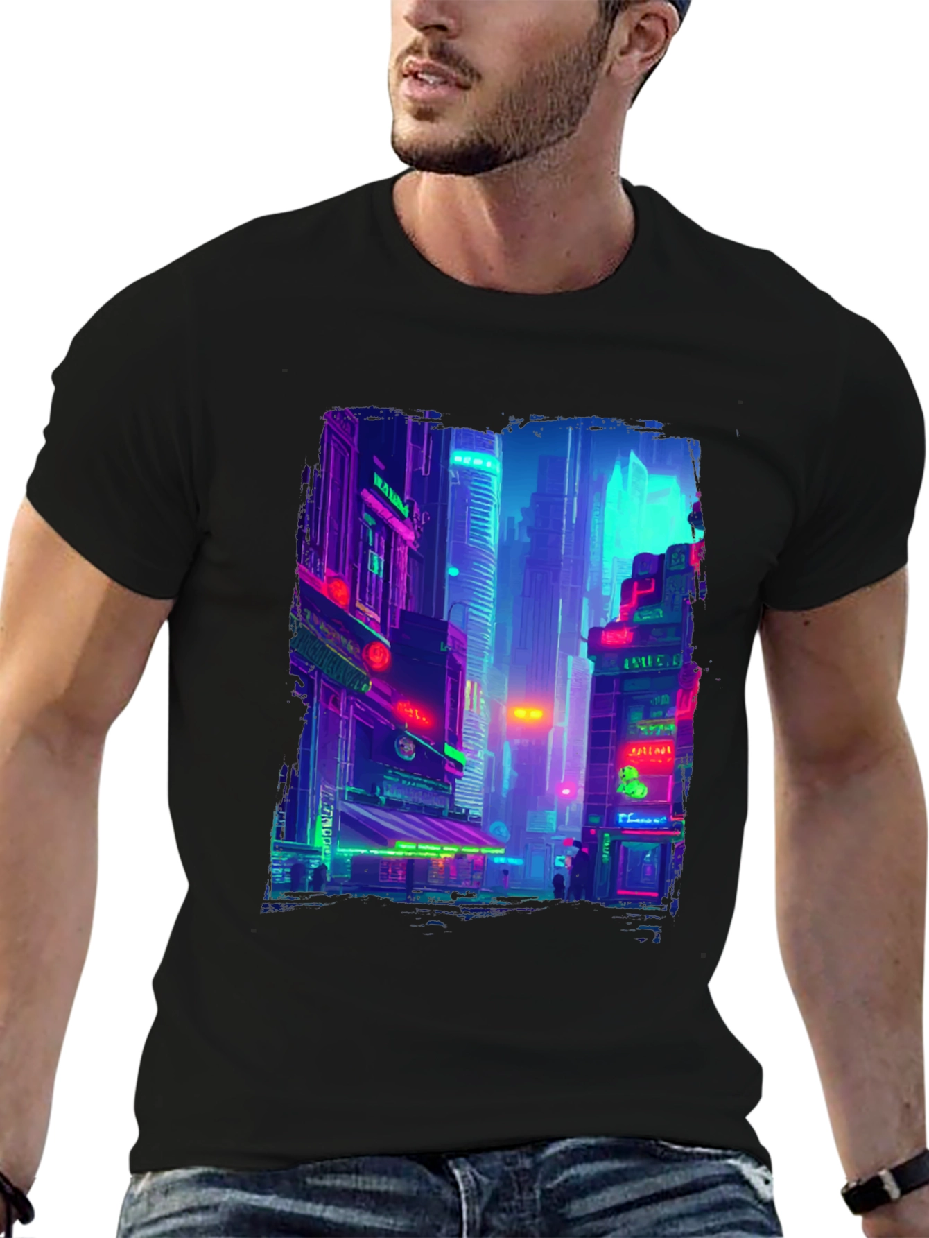 Cyberpunk Cityscape Graphic Tee