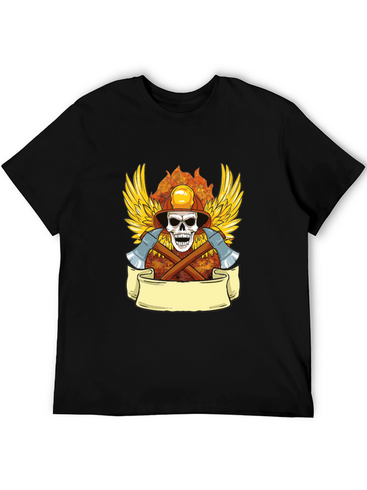 Firefighter Skull Graphic Tee - Heroic Style