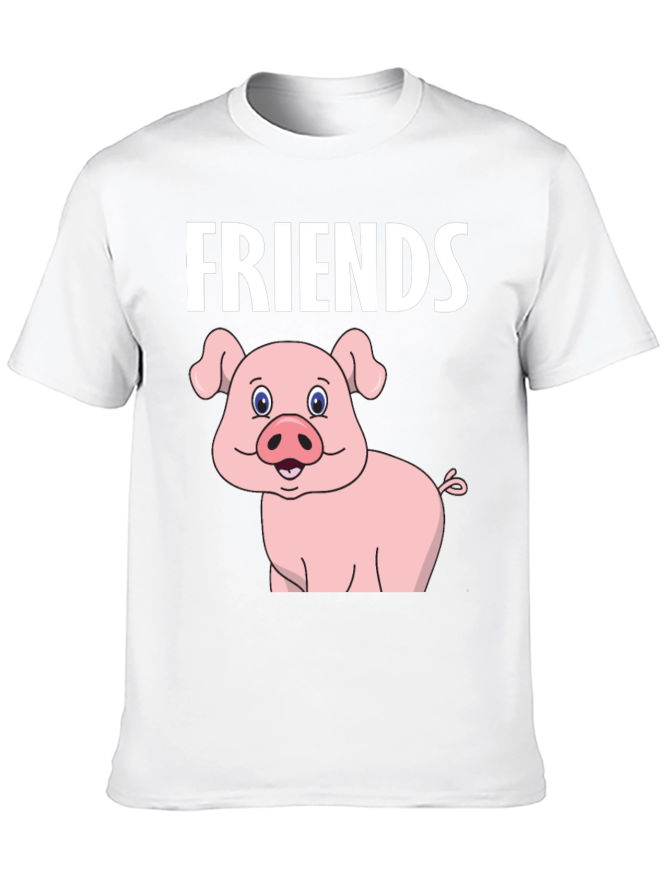 Friends Pig Cartoon Black Tee