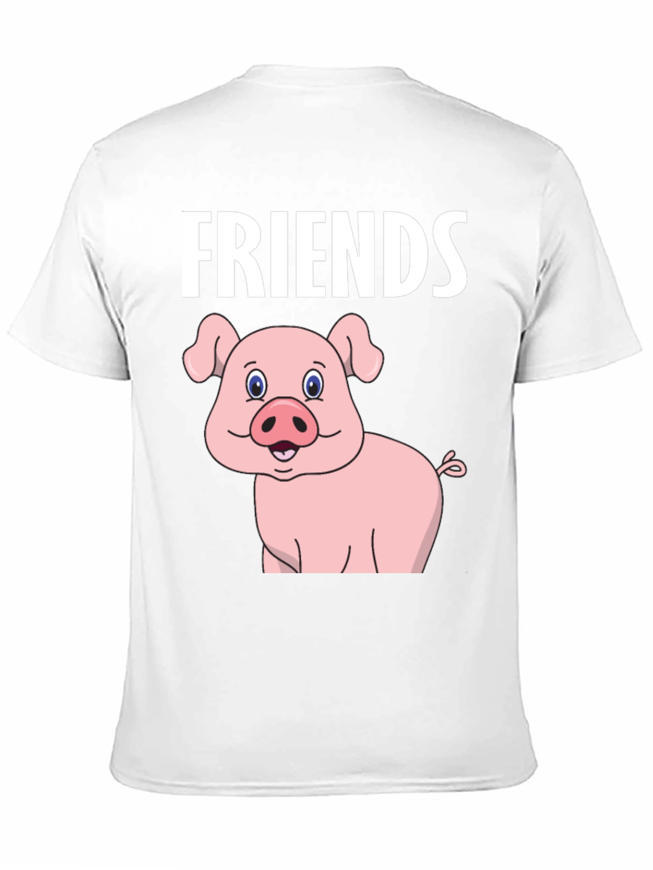 Friends Pig Cartoon Black Tee