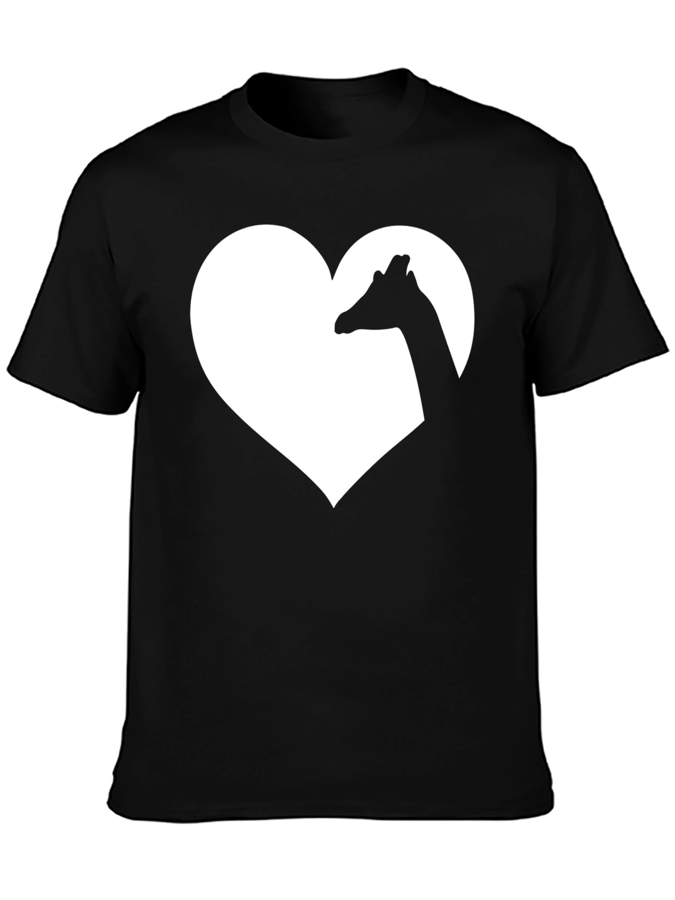Giraffe Heart Graphic Tee - Black Cotton T-Shirt