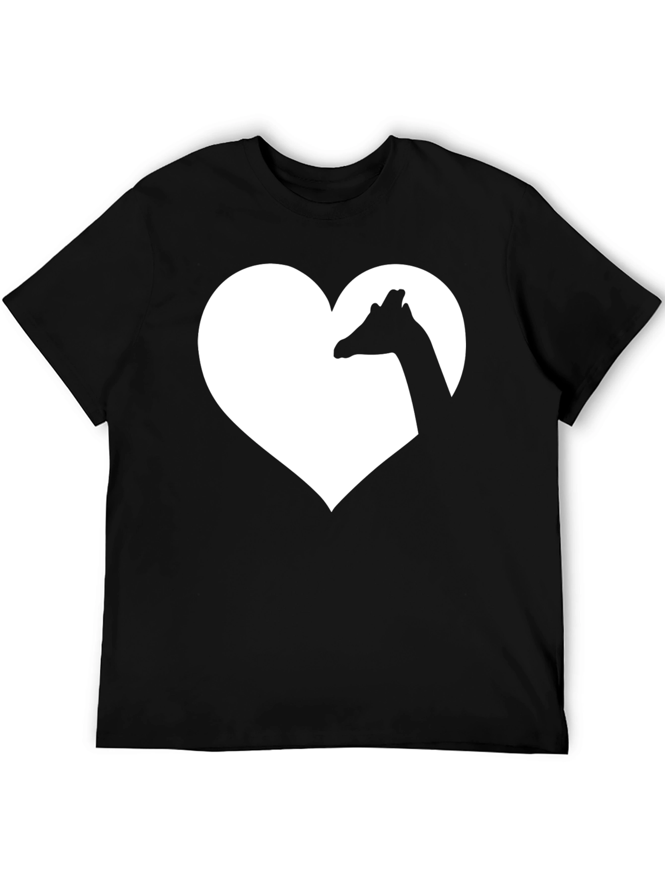 Giraffe Heart Graphic Tee - Black Cotton T-Shirt