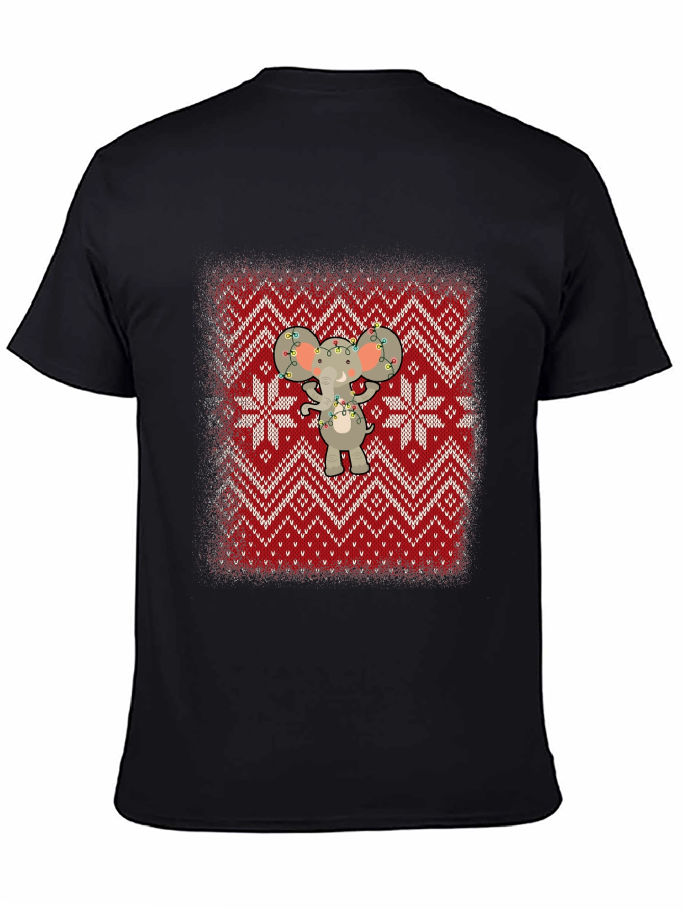 Festive Elephant Knit Pattern Holiday T-Shirt