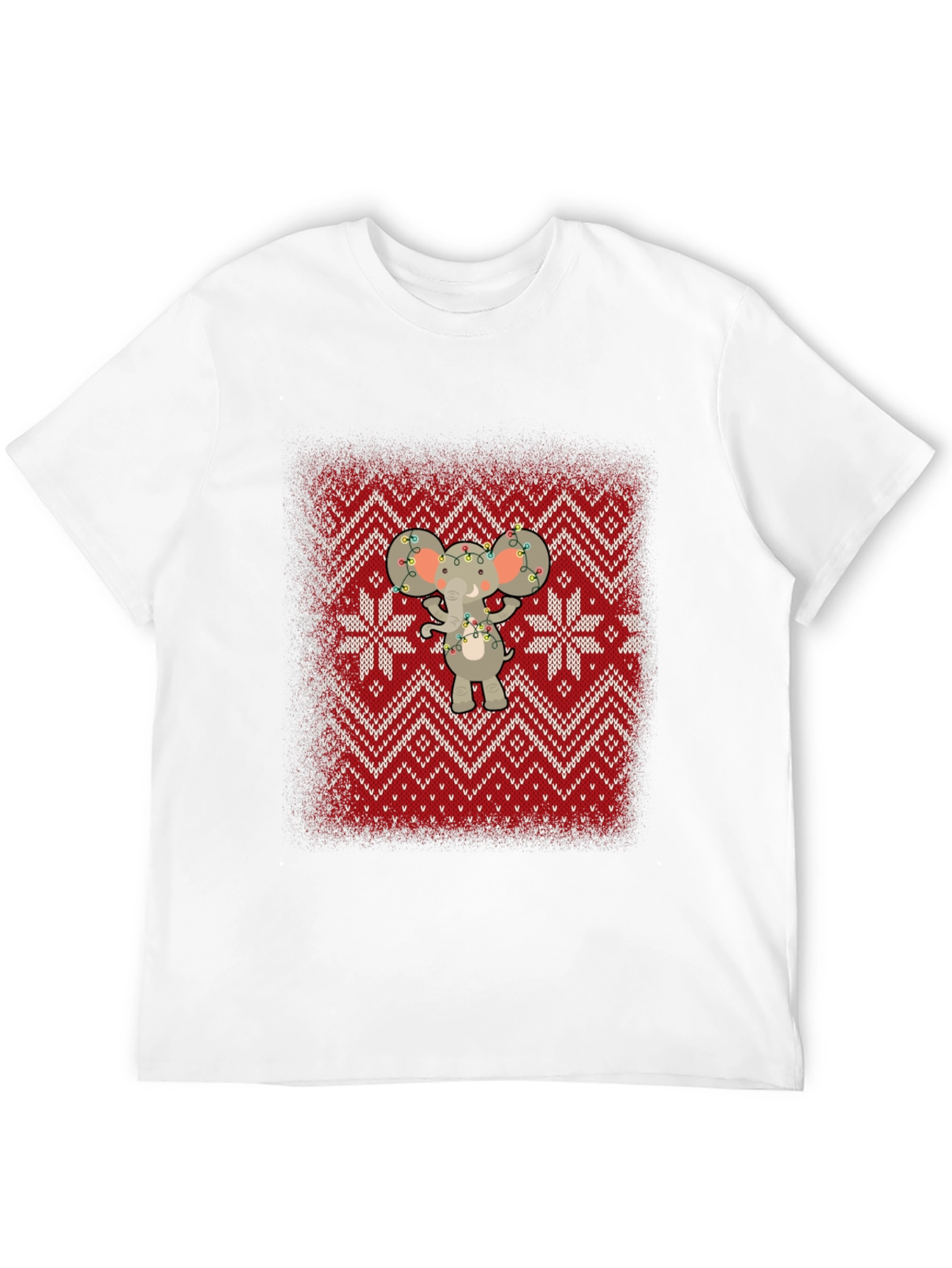 Festive Elephant Knit Pattern Holiday T-Shirt