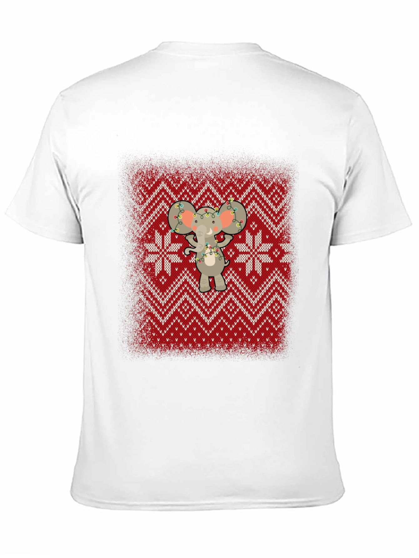 Festive Elephant Knit Pattern Holiday T-Shirt