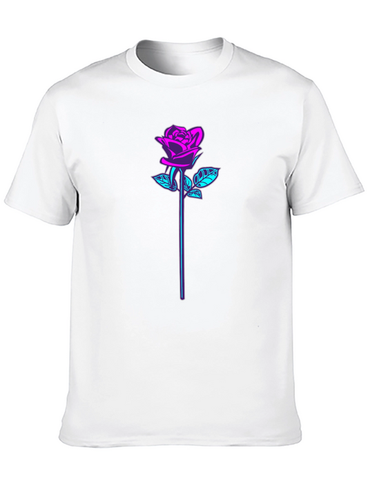 Neon Rose Graphic Black T-Shirt