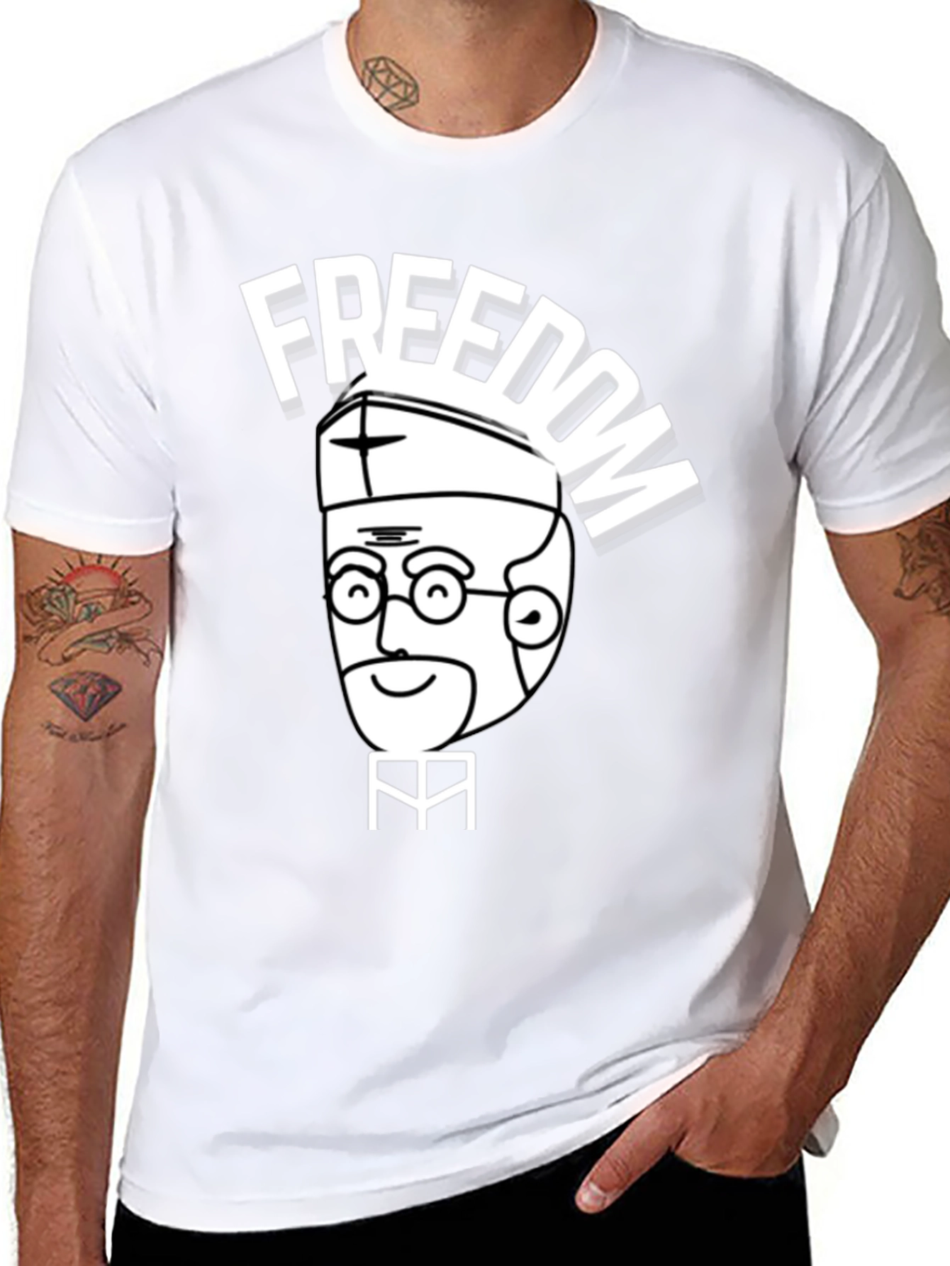 Freedom Cartoon Graphic Black T-Shirt